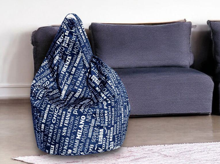 Pouf sacco blu e bianco 80x80x120h cm - Marisa