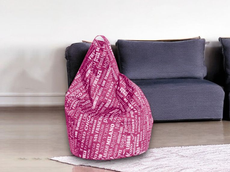 Pouf sacco rosa e bianco 80x80x120h cm - Marisa