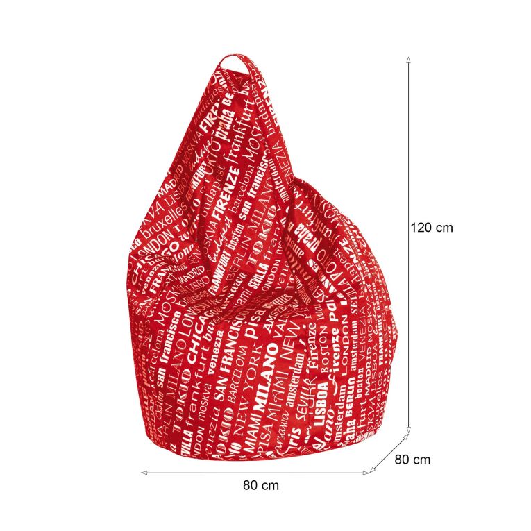 Pouf sacco rosso e bianco 80x80x120h cm - Marisa