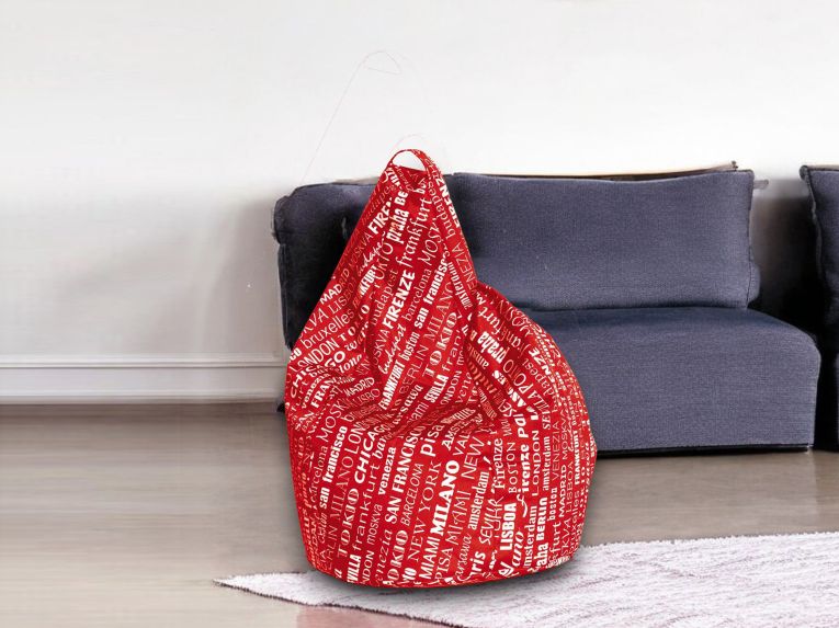 Pouf sacco rosso e bianco 80x80x120h cm - Marisa