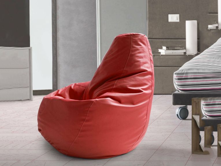 Pouf sacco rosso ecopelle 70x70x110h cm - Asino