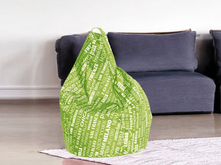 Pouf sacco verde e bianco 80x80x120h cm - Marisa
