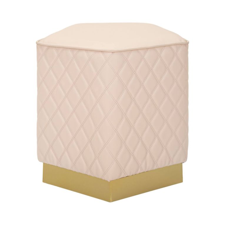 Pouf Teles, Poltrona multiuso, Scendiletto, Pouf poggiapiedi, 38x38 h38 cm, Rosa e Oro