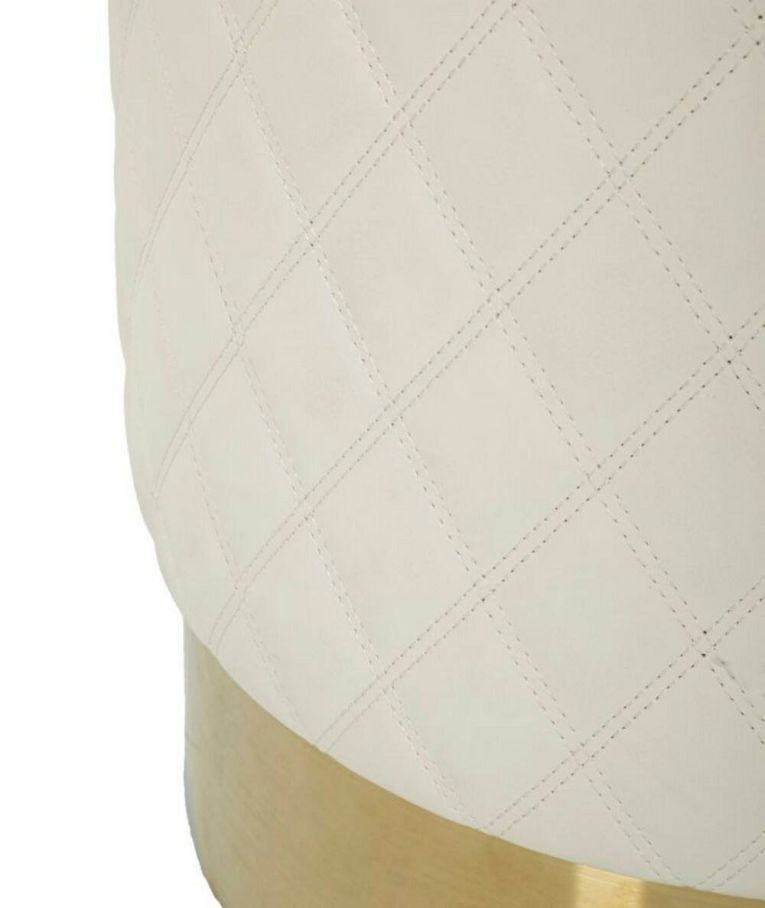 Pouf Uruguay, Poltrona multiuso, Scendiletto, Pouf poggiapiedi, 36x36 h39 cm, Bianco e Oro