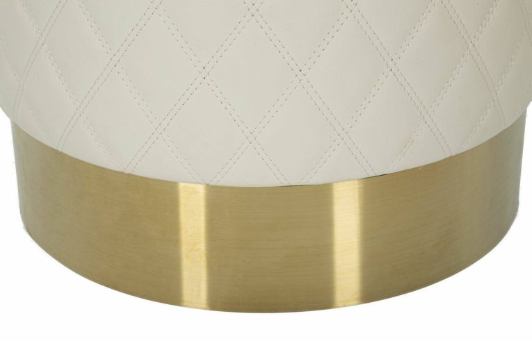Pouf Uruguay, Poltrona multiuso, Scendiletto, Pouf poggiapiedi, 36x36 h39 cm, Bianco e Oro
