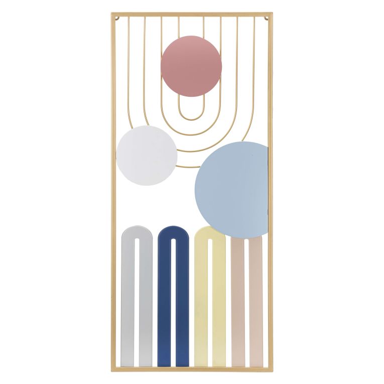 Quadro Multicolore Figure Geometriche Materiale Struttura in Metallo 37x84h cm, - Alfeo