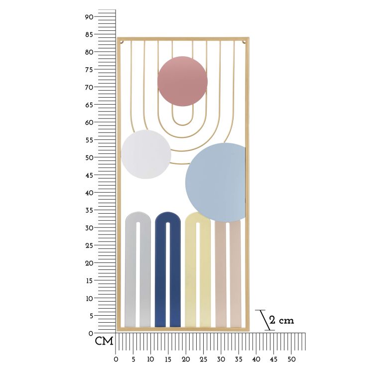 Quadro Multicolore Figure Geometriche Materiale Struttura in Metallo 37x84h cm, - Alfeo