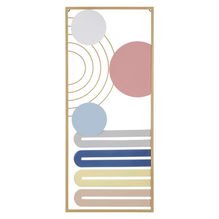 Quadro Multicolore Figure Geometriche Materiale Struttura in Metallo 38x84h cm, - Remio