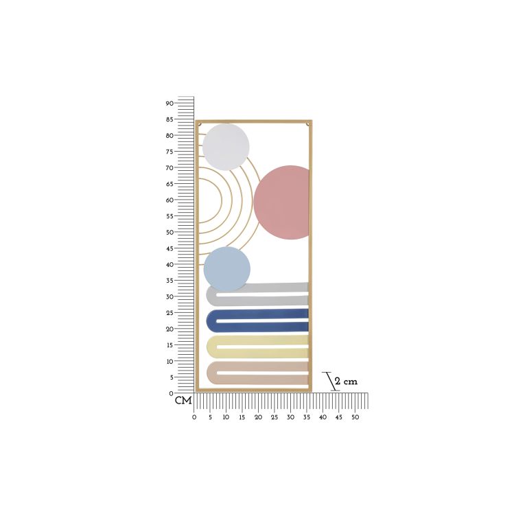 Quadro Multicolore Figure Geometriche Materiale Struttura in Metallo 38x84h cm, - Remio