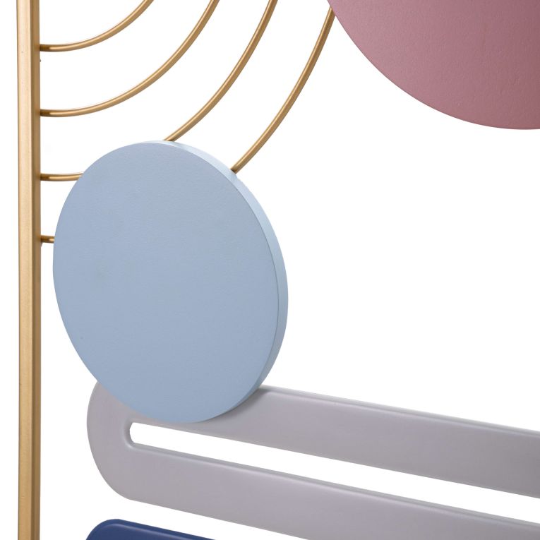 Quadro Multicolore Figure Geometriche Materiale Struttura in Metallo 38x84h cm, - Remio