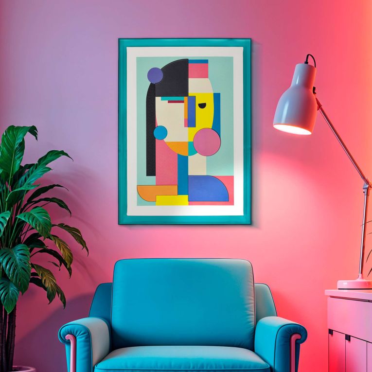 Quadro Multicolore Materiale Struttura in Plastica Materiale Struttura in Legno 50x70h cm, Materiale in Plastica - Bamiri
