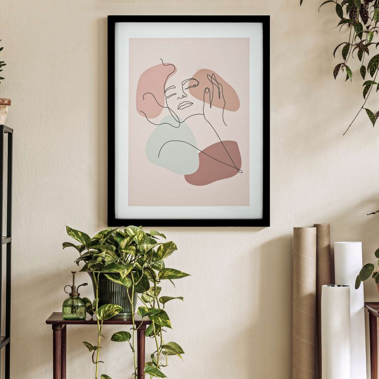 Quadro Rosa Verde Materiale Struttura in Vetro Materiale Struttura in Legno Nobilitato 35x47h cm, Colore Struttura Verde - Ilaro