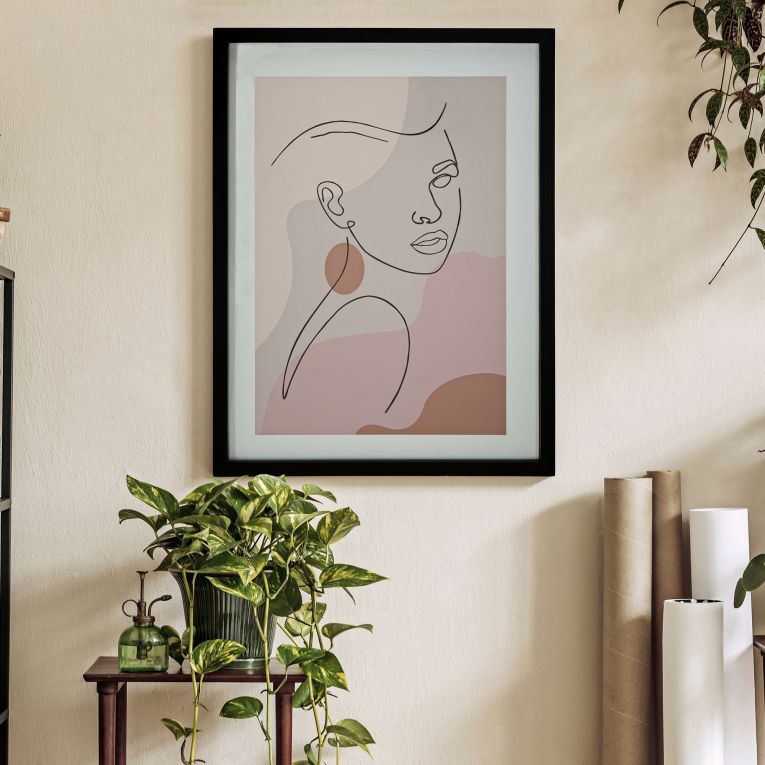 Quadro Rosa Verde Materiale Struttura in Vetro Materiale Struttura in Legno Nobilitato 35x47h cm, Colore Struttura Verde - Silvo