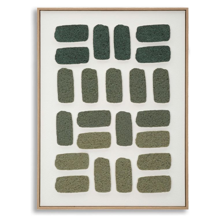 Quadro Verde Grigio Effetto Rilievo e Texture Materica Materiale Struttura in Plastica 60x80h cm, Materiale Struttura in Legno - Bamase