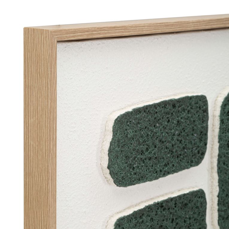 Quadro Verde Grigio Effetto Rilievo e Texture Materica Materiale Struttura in Plastica 60x80h cm, Materiale Struttura in Legno - Bamase
