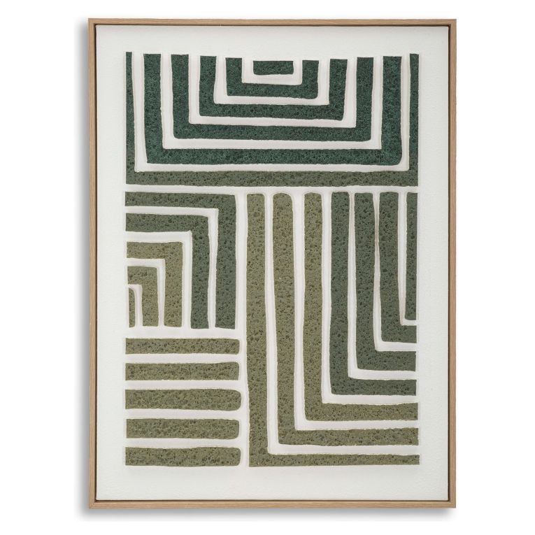 Quadro Verde Grigio Effetto Rilievo e Texture Materica Materiale Struttura in Plastica 60x80h cm, Materiale Struttura in Legno - Bamesola