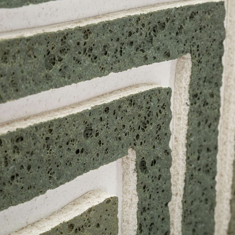 Quadro Verde Grigio Effetto Rilievo e Texture Materica Materiale Struttura in Plastica 60x80h cm, Materiale Struttura in Legno - Bamesola