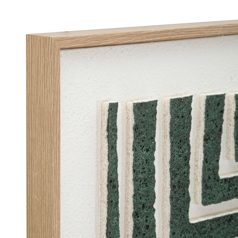 Quadro Verde Grigio Effetto Rilievo e Texture Materica Materiale Struttura in Plastica 60x80h cm, Materiale Struttura in Legno - Bamesola