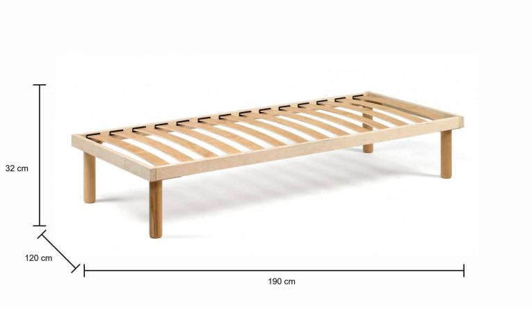 Rete letto piazza e mezza Amira, Rete ortopedica a doghe in legno, 100% Made in Italy, Cm 120x190h31