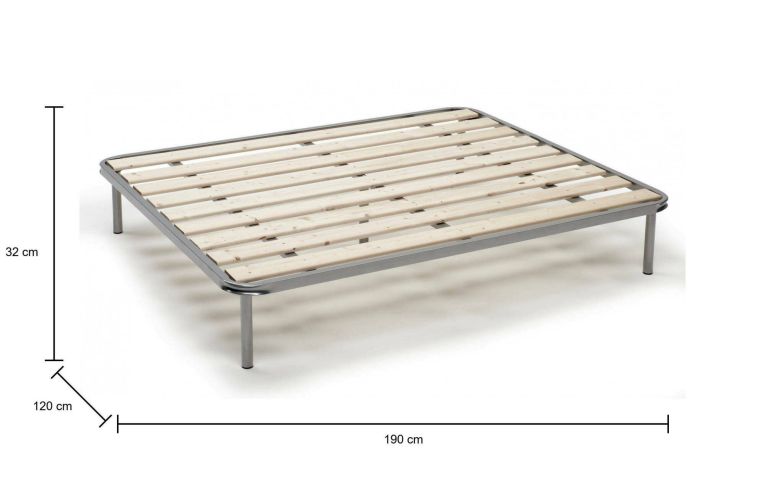 Rete letto piazza e mezza Dabaun, 100% Made in Italy, Cm 120x190h31