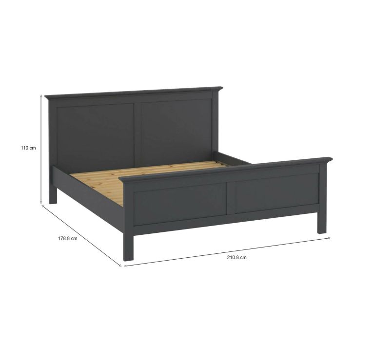 Rete letto piazza e mezza Inaya, Base per letto, Rete a doghe, Doghe per struttura letto, 179x211 h110 cm, Grigio