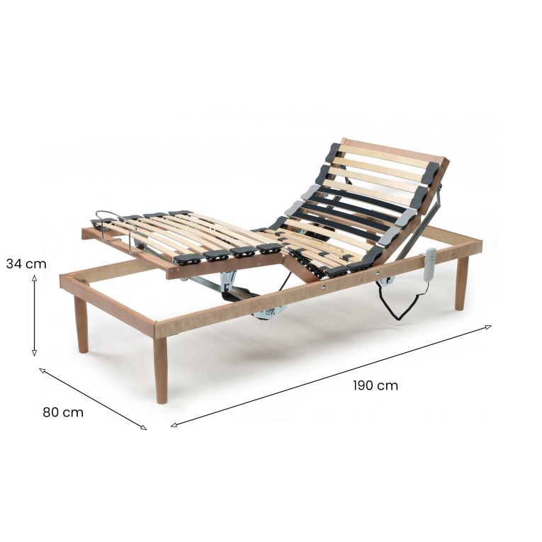 Rete letto singolo Arby, Rete ortopedica reclinabile motorizzata, Cm 80x190h 34