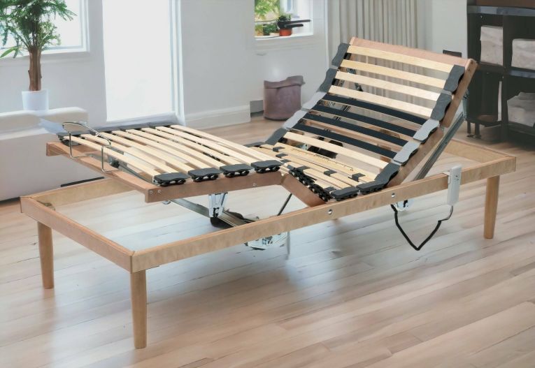 Rete letto singolo Damiana, Rete a doghe in legno con motore, 100% Made in Italy, Rete ortopedica reclinabile motorizzata, Cm 80x190h 34