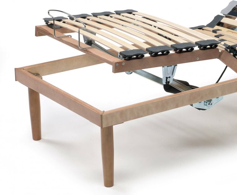 Rete letto singolo Damiana, Rete a doghe in legno con motore, 100% Made in Italy, Rete ortopedica reclinabile motorizzata, Cm 80x190h 34