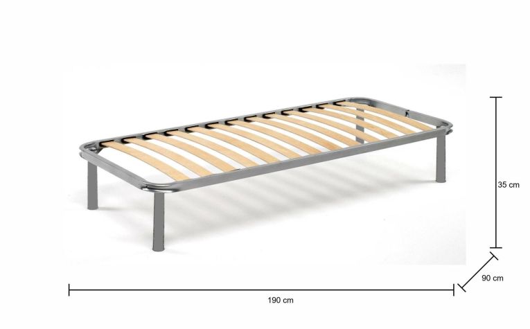 Rete letto singolo Manila, Rete ortopedica in multistrato di betulla a 13 doghe, 100% Made in Italy, Cm 90x190h 34