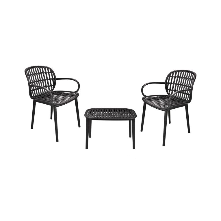 Salotto da balcone design 2 poltrone e tavolino antracite - Kupang