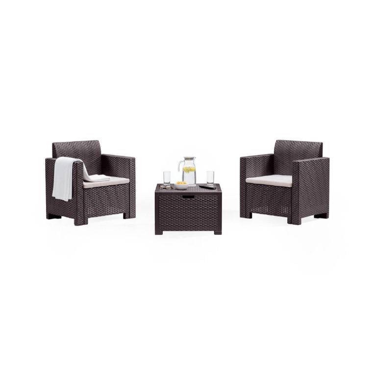 Salotto da esterno poltrone effetto rattan marrone - Apis