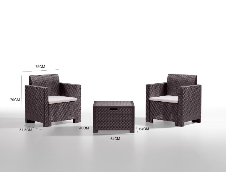 Salotto da esterno poltrone effetto rattan marrone - Apis