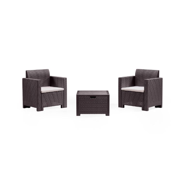 Salotto da esterno poltrone effetto rattan marrone - Apis