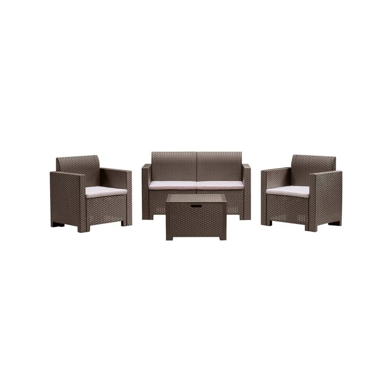 Salotto da esterno poltrone effetto rattan tortora - Gazania