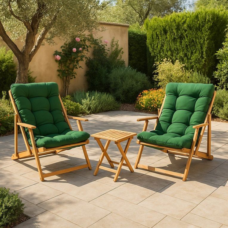 Salotto da esterno poltrone vernice preservante per legno a base d'acqua verde - Biagio