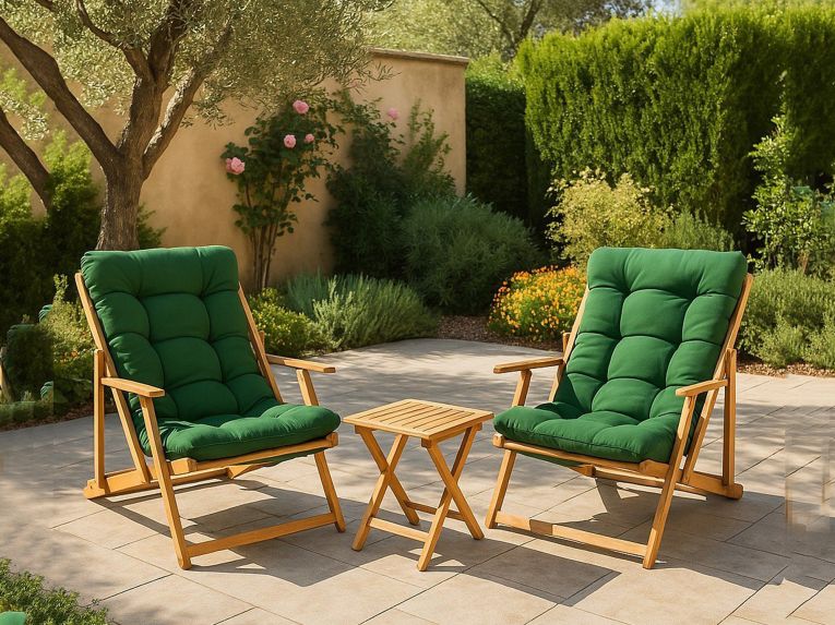 Salotto da esterno poltrone vernice preservante per legno a base d'acqua verde - Biagio