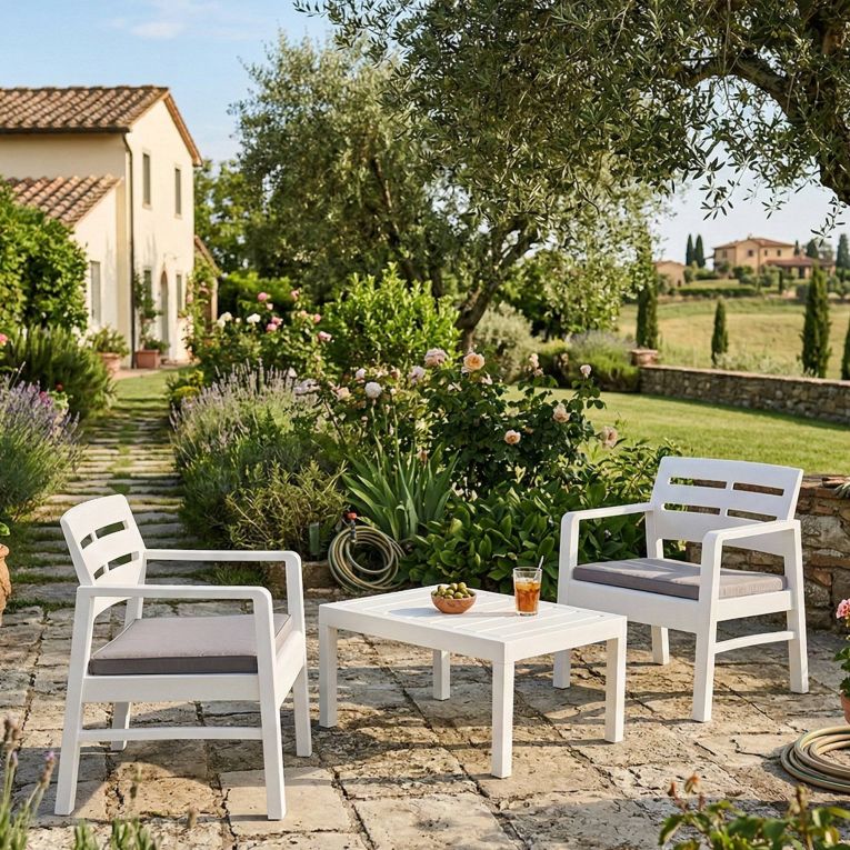 Salotto da giardino 2 poltrone bianco - Alfio