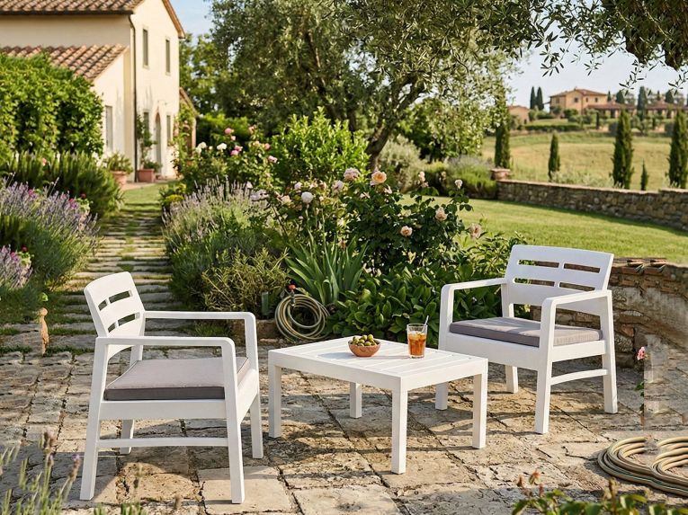 Salotto da giardino 2 poltrone bianco - Alfio