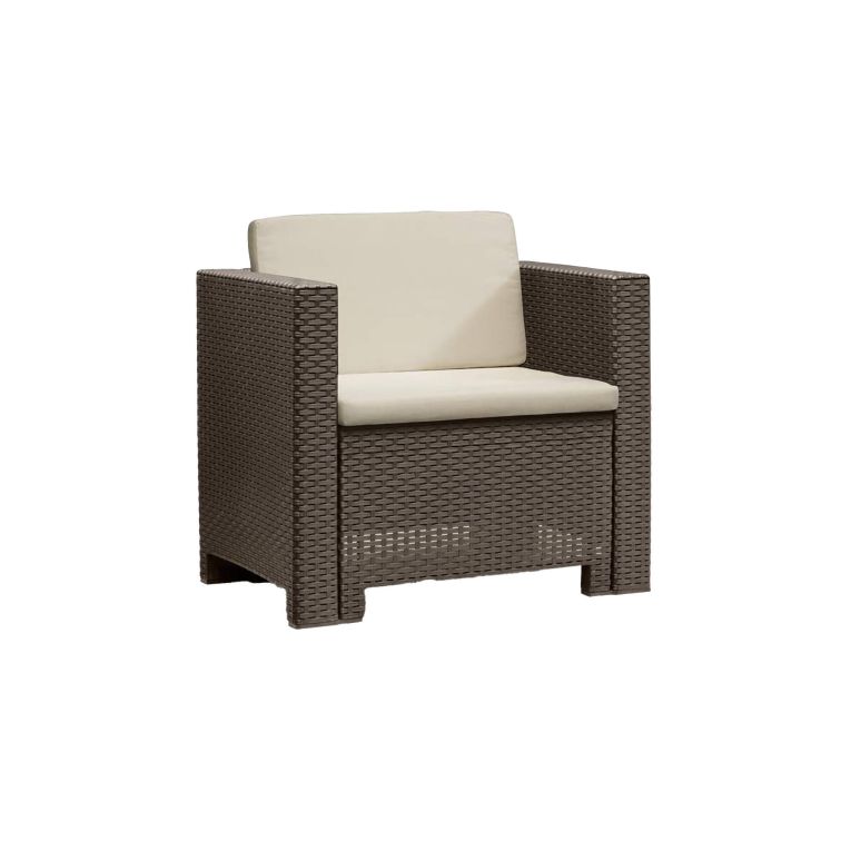 Salotto da giardino 2 posti e 1 tavolo effetto rattan marrone - Camini
