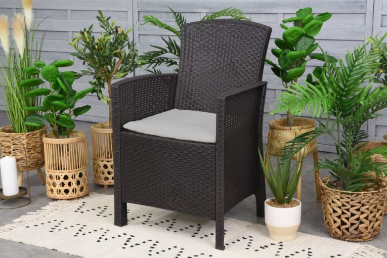 Salotto da giardino 4 posti e 1 tavolo effetto rattan antracite - Asiak
