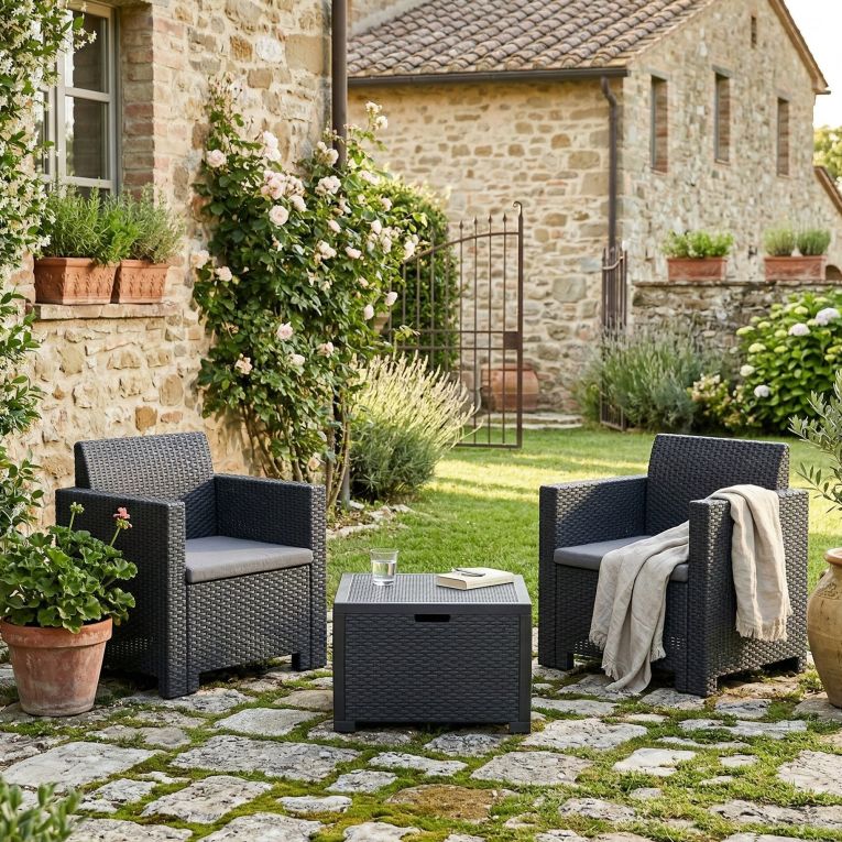 Salotto da giardino poltrone antracite - Apis