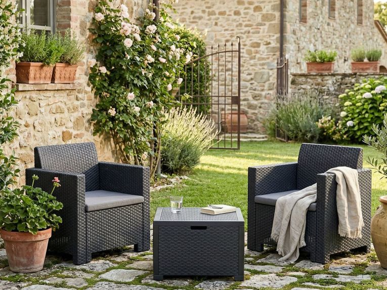 Salotto da giardino poltrone antracite - Apis