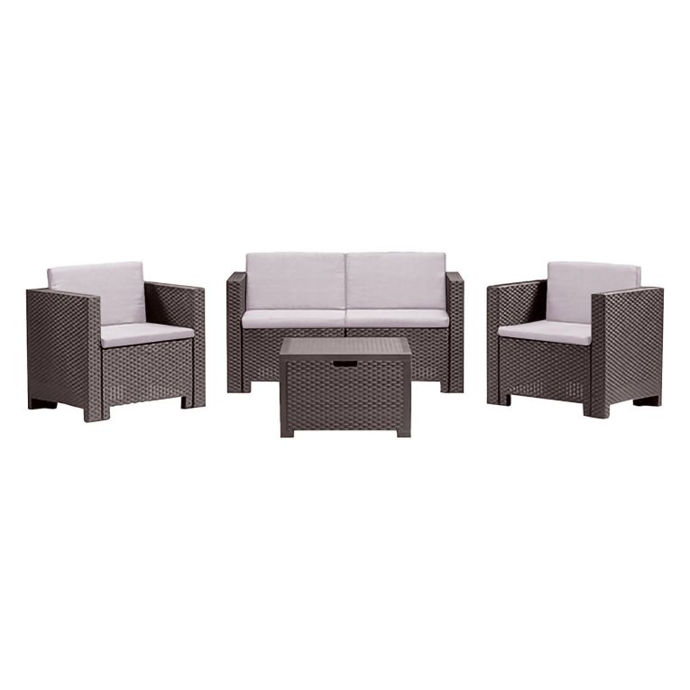 Salotto da giardino poltrone e divano effetto rattan marrone - Camisano