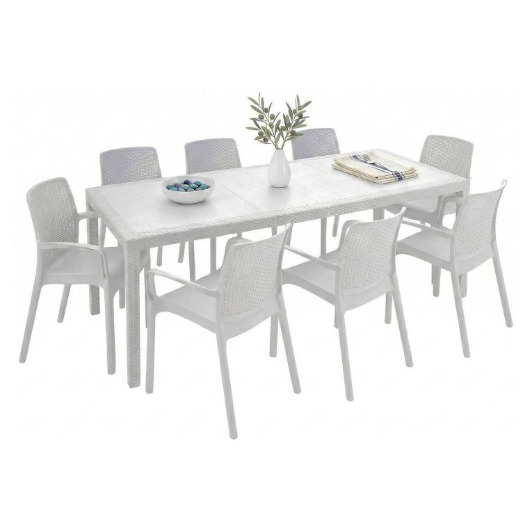 Salotto da giardino sedie effetto rattan bianco - Arret