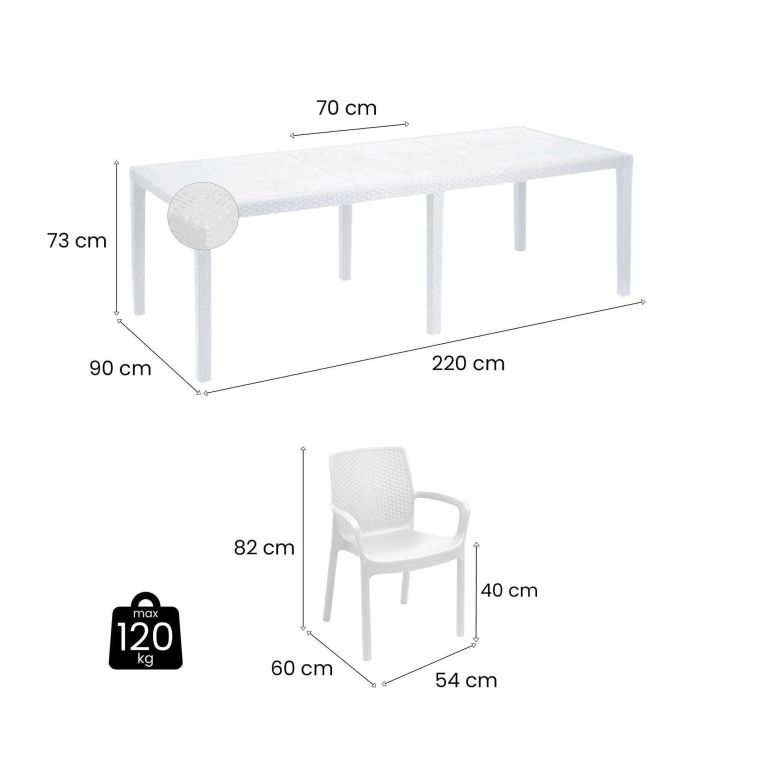 Salotto da giardino sedie effetto rattan bianco - Arret