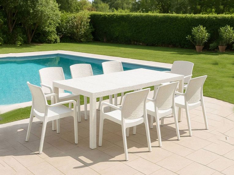 Salotto da giardino sedie effetto rattan bianco - Arret