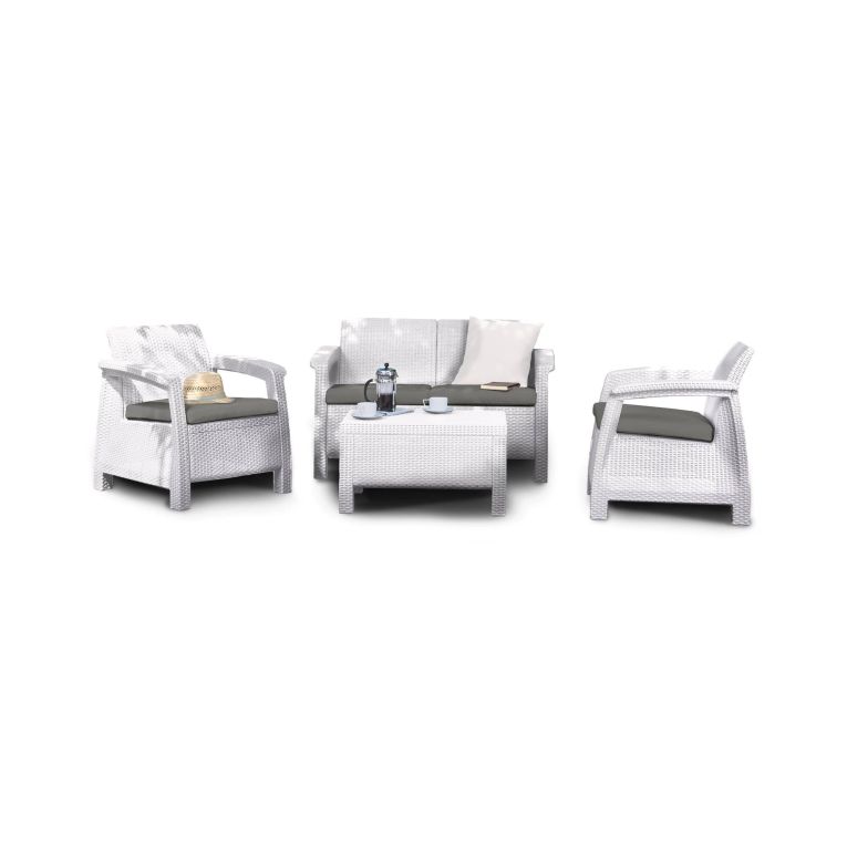 Salotto da terrazza con poltrone e divano bianco - Nelson