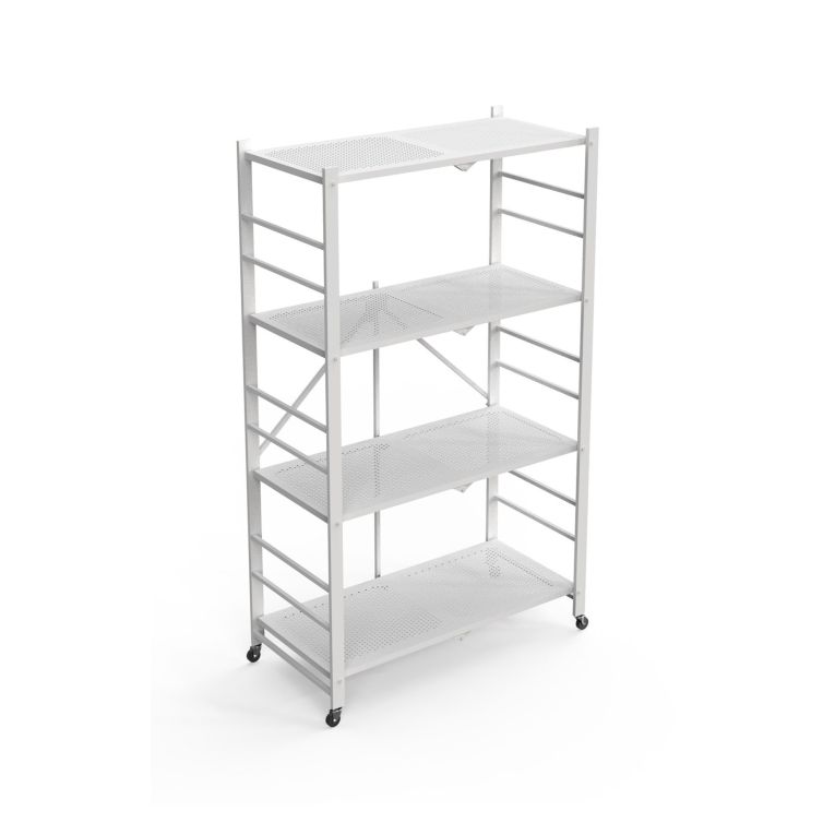 Scaffali Bianco Ruote 4 Ripiani, Peso Supportato 40 kg - Soprana