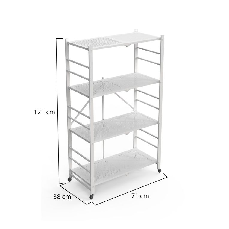 Scaffali Bianco Ruote 4 Ripiani, Peso Supportato 40 kg - Soprana
