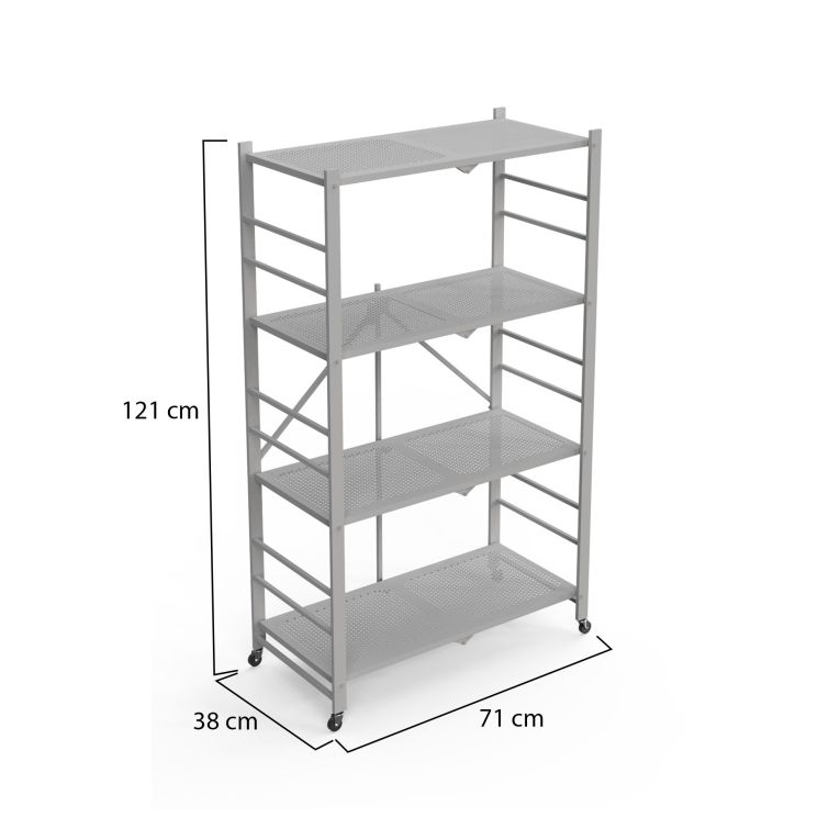 Scaffali Grigio Ruote 4 Ripiani, Peso Supportato 40 kg - Soprana